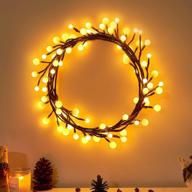 8.8ft vanthylit brown rattan frosted ball ornaments garland lights with 84 sphere led warm white waterproof for home decoration, garden, wedding, christmas party logo