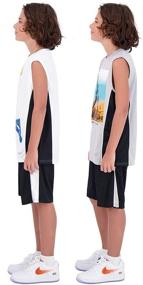 img 3 attached to 🏀 Hind Boys Basketball Shorts and Muscle Athletic Shirt Tank Top Jersey Set: 4-Piece Performance Gear for Active Boys