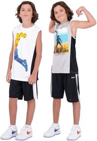 img 2 attached to 🏀 Hind Boys Basketball Shorts and Muscle Athletic Shirt Tank Top Jersey Set: 4-Piece Performance Gear for Active Boys