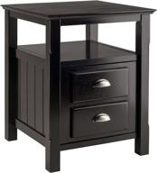 🌙 winsome solid wood 2 drawer timber night stand in elegant black finish: a stylish bedroom essential логотип