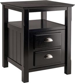 img 4 attached to 🌙 Winsome Solid Wood 2 Drawer Timber Night Stand in Elegant Black Finish: A Stylish Bedroom Essential