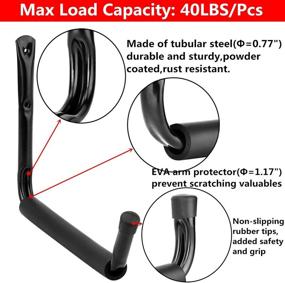 img 1 attached to 🔧 6 Pack of 12-Inch Heavy Duty Jumbo Arm Hooks for Garage Storage - Wall Mount Organizer with EVA Protector - Ideal for Utility, Garden, and More