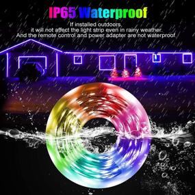 img 1 attached to 🌈 Ваш пространство преобразится с 32.8 футовой водонепроницаемой RGB 5050 светодиодной лентой: цветными световыми шнурками с пультом управления и источником питания для декорации спальни, дома и кухни.