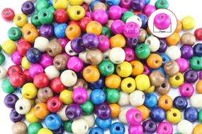 img 2 attached to Enhance Your DIY Projects with BcPowr 500 PCS Assorted Color Round Wood Beads - Large Hole Wooden Spacer Beads for Creative Crafting!