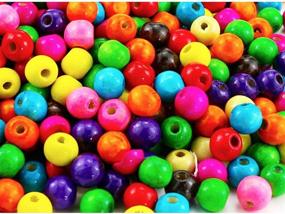 img 3 attached to Enhance Your DIY Projects with BcPowr 500 PCS Assorted Color Round Wood Beads - Large Hole Wooden Spacer Beads for Creative Crafting!