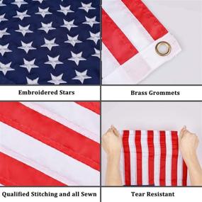 img 3 attached to 🚢 12"x18" Marine Universal Boat Flag with 4 Boat Flag Pole Kits Featuring USA Flag with 50 Embroidered Stars - American Boat Flag