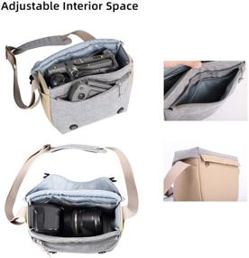 img 3 attached to Lightweight Water Repellent Shoulder Bag for Mirrorless Cameras - AERFEIS Compact Case Compatible 📷 with Sony α7 Series, Canon R6 R5 Rp M6, Nikon Z7 Z6 Z5, Fuji X-T4 (Grey-Large)