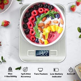 img 3 attached to 🔌 Kiaitre Digital Food Scale – USB Rechargeable Kitchen Scale with Tare Function, 1g Precise Graduation for Cooking and Baking (Batteries Included)