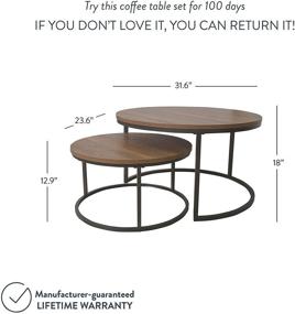 img 1 attached to 🌟 Nathan James Stella Round Modern Nesting Coffee Set: Industrial Wood Finish, Metal Frame, Reclaimed Oak/Black