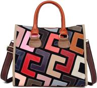 👜 stylish women's multicolor genuine leather tote handbag: colorful graffiti crossbody bags at their best! logo