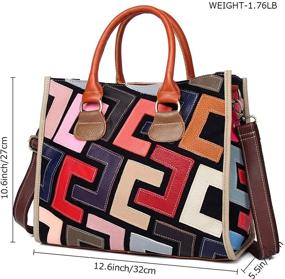 img 3 attached to 👜 Stylish Women's Multicolor Genuine Leather Tote Handbag: Colorful Graffiti Crossbody Bags at Their Best!