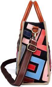 img 2 attached to 👜 Stylish Women's Multicolor Genuine Leather Tote Handbag: Colorful Graffiti Crossbody Bags at Their Best!