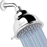 voolan high pressure 4 inch rain shower head - 5 spray 💦 settings - modern chrome look - adjustable luxury replacement for bathroom shower heads logo