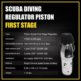 img 3 attached to 💧 HPDAVV Diving Tank Cylinder - Re-Breather Valve 7/8-14UNF - G5/8-4500PSI Outlets - Black Knob - 30 Mpa Bottle & Scuba Breathing Apparatus - First Stage Regulator Piston Design