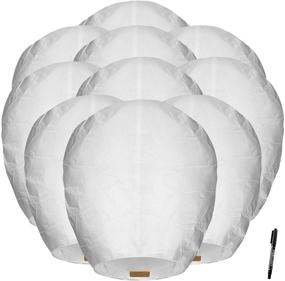 img 4 attached to 🏮 10-Pack White Handmade Chinese Lanterns - 100% Biodegradable Wish Paper Lanterns for Memorial, New Year Celebrations, Weddings - Eco-Friendly Flying Lanterns to Release (Color2)