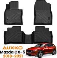 🚗 auxko tpe all-weather floor mats liners - compatible with 2018, 2019, 2021 mazda cx-5 - heavy duty 1st & 2nd row full set - black - all-season guard logo