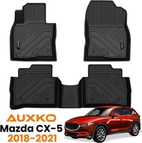 img 4 attached to 🚗 Auxko TPE All-Weather Floor Mats Liners - Compatible with 2018, 2019, 2021 Mazda CX-5 - Heavy Duty 1st & 2nd Row Full Set - Black - All-Season Guard