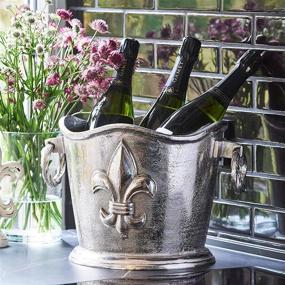 img 3 attached to WHW Whole House Worlds Luxury Champagne Bucket Wine Cooler - French Flair with Fleur de Lis Crest, Hand Cast Aluminum, Old World Craft Finish - Holds up to 8 Bottles - 14 1/4 L x 11 1/2 W x 9 3/4 H Inches