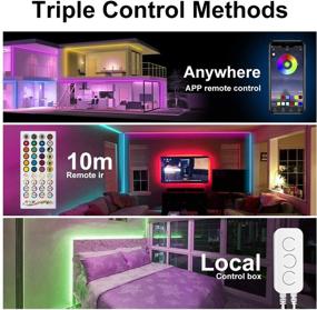 img 1 attached to 🎵 LUXPOWER LED Strip Lights 32.8ft: Music Sync Color APP Control, 5050 RGB Changing, Remote, Built-in Mic for TV Home Ceiling Bars Bedroom Party Christmas