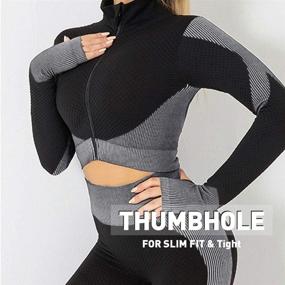 img 3 attached to 🧢 Seamless Textured High Waist Leggings and Crop Top Gym Sets for Women by JOYMODE - 2 Piece Workout Sets