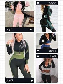 img 2 attached to 🧢 Seamless Textured High Waist Leggings and Crop Top Gym Sets for Women by JOYMODE - 2 Piece Workout Sets