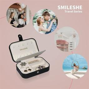 img 1 attached to 💍 Smileshe Jewelry Box: PU Leather Travel Case with 2 Layers - Rings, Earrings, Necklaces, Bracelets Organizer and Display Storage Holder