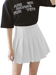 img 3 attached to 👗 Stylish and Versatile High-Waisted Pleated Skirt for Girls and Women: A-Line Mini Skirt with Plain or Plaid Design, Perfect for School Uniforms or Tennis Skater Looks, Complete with Shorts Liner