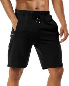 img 3 attached to Men's 2-Pack Casual Shorts: Comfortable Cotton Workout Shorts with Elastic Waist, Zipper Pockets for Running