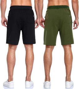 img 1 attached to Men's 2-Pack Casual Shorts: Comfortable Cotton Workout Shorts with Elastic Waist, Zipper Pockets for Running