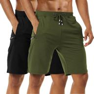 men's 2-pack casual shorts: comfortable cotton workout shorts with elastic waist, zipper pockets for running логотип