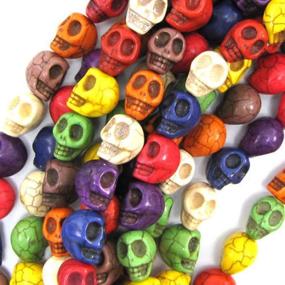 img 3 attached to 💀 Yueton's Pack of 50 DIY Mixed Color Turquoise Skull Head Loose Spacer Beads: Perfect Crafting and Jewelry Making Accessory