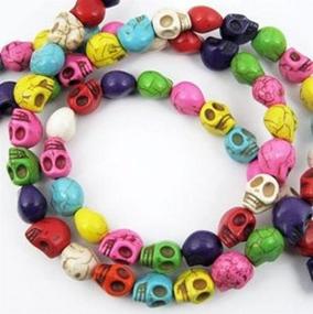 img 2 attached to 💀 Yueton's Pack of 50 DIY Mixed Color Turquoise Skull Head Loose Spacer Beads: Perfect Crafting and Jewelry Making Accessory