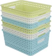 📦 organize in style with ponpong plastic woven weave storage baskets, 6 pack logo