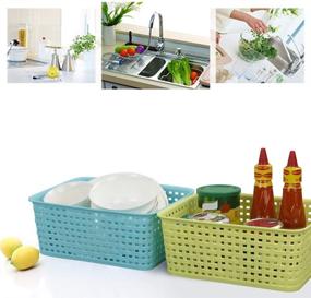 img 2 attached to 📦 Organize in Style with Ponpong Plastic Woven Weave Storage Baskets, 6 Pack