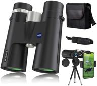 🔭 tepech 12x42 binoculars with smartphone adapter & tripod - ideal for bird watching and hunting. enhanced weak light vision with hd bak4 fmc lens for adults. logo
