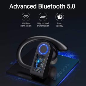 img 1 attached to 🎧 Беспроводные наушники с Bluetooth 5.0, глубоким басом и цифровым LED-дисплеем - 30 часов проигрывания, идеально для спорта, тренировок, бега - встроенный микрофон и зажимы для ушей включены.