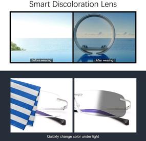 img 1 attached to Transition Photochromic Rimless Bifocal Reading Glasses Sun Readers with Sunglasses