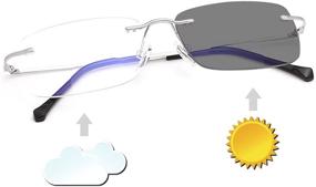 img 2 attached to Transition Photochromic Rimless Bifocal Reading Glasses Sun Readers with Sunglasses