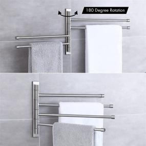 img 3 attached to KES Swivel Towel Bar: Wall Mounted 4-Arm Swing Out Towel Rack for Bathroom - Stainless Steel, Brushed Finish