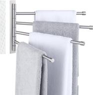 kes swivel towel bar: wall mounted 4-arm swing out towel rack for bathroom - stainless steel, brushed finish logo