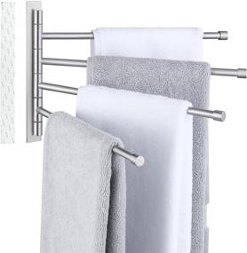 img 4 attached to KES Swivel Towel Bar: Wall Mounted 4-Arm Swing Out Towel Rack for Bathroom - Stainless Steel, Brushed Finish