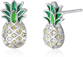 img 4 attached to LUHE Sterling Pineapple Earrings Jewelry