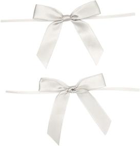 img 1 attached to 🎀 Sleek Silver Satin Twist Tie Bows - 3-inch, 100-Pack