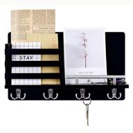 artmag key mail holder: stylish wall decor with 4 double key hooks, ideal for entryway and mudroom organization (black) логотип