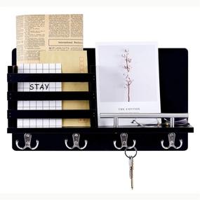 img 4 attached to Artmag Key Mail Holder: Stylish Wall Decor with 4 Double Key Hooks, Ideal for Entryway and Mudroom Organization (Black)