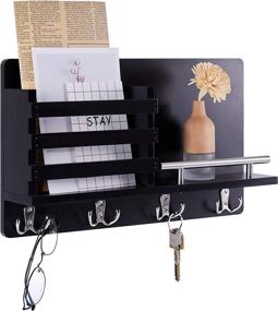 img 3 attached to Artmag Key Mail Holder: Stylish Wall Decor with 4 Double Key Hooks, Ideal for Entryway and Mudroom Organization (Black)