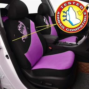 img 2 attached to Flying Banner Car Seat Covers 2 Front Seats Polyester Cover Embroidered Butterfly Three-Dimensional (3D) Purple With Black