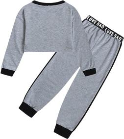 img 3 attached to Girls' Multicolored Cropped 👚 Sweatsuit: Pullover Sweatshirt for Active Wear