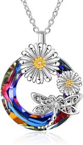 img 4 attached to 🌸 Sophisticated Sterling Silver Nature Jewelry: Exquisite Flower Necklace with Crystal Insects, Snowflake Pendant for Women and Girls