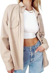 img 4 attached to Womens Oversized Button-Sleeve Shacket - Casual Clothing